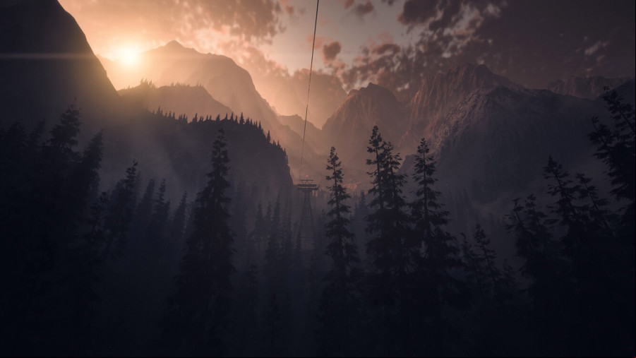 A beautiful sunrise over mountains.
