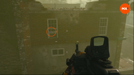 One of the Aetherella statues, standing on a window ledge above the Flower Shop in the Liberty Falls Black Ops 6 Zombies map.