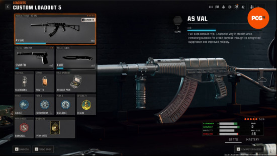 Best Black Ops 6 AS Val loadout: a soldiers loadout, including tactical and lethal equipment.