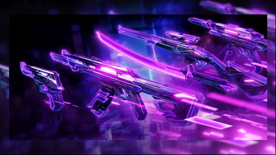 The dark purple cyberpunk-inspired EX.O set of Valorant skins.