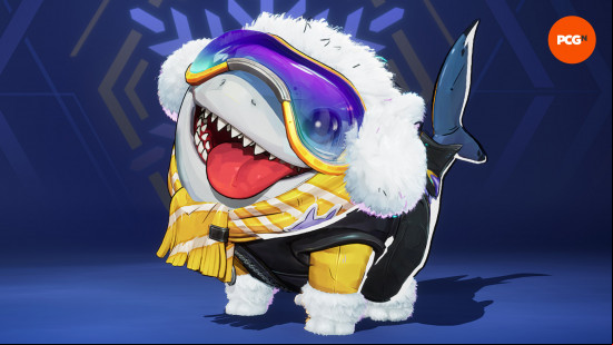 Best Marvel Rivals skins: Jeff's Cuddly Fuzzlefin skin, complete with earmuffs and snowsuit