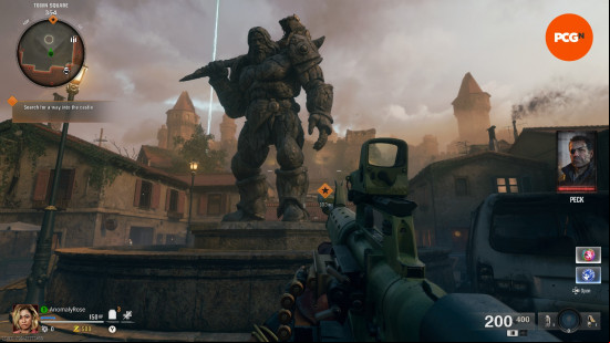 A large stone statue in the Black Ops 6 Zombies Citadelle des Morts main quest easter egg.
