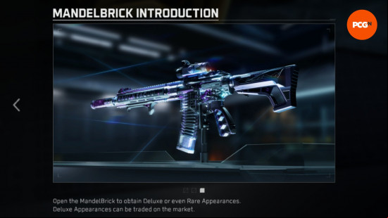 An in-game introduction to Delta Force MandelBricks, showing off the Spectrum Blitz Apppearance.