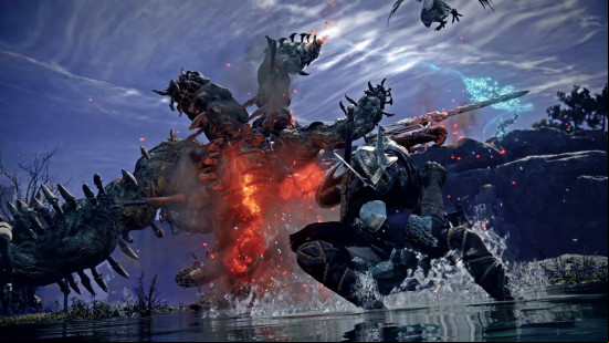 Elden Ring Nightreign release date estimate: The Nightfarer ducks low with a swing of their sword while doing battle with one of the new enemies in this standalone expansion.