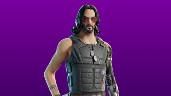 Cyberpunk 2077's Johnny Silverhand in Fortnite form as one of the best Fortnite skins.