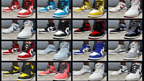 The vast array of Nikes, Air Jordans, and more available in the Ultimate Sneaker Pack, one of the best GTA 5 mods.