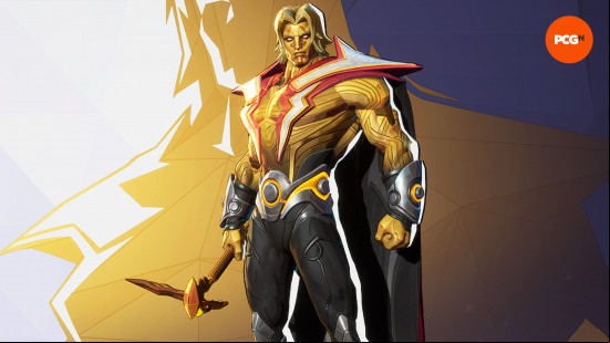 Marvel Rivals characters: a superhero wearing a yellow and black suit with lightning bolt accents.