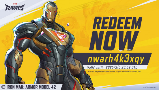 Marvel Rivals codes: artwork of the free Iron Man skin you can earn by redeeming a Marvel Rivals code.