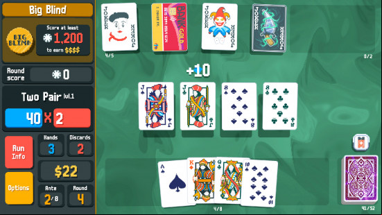 Games to play over Christmas: a Balatro poker game