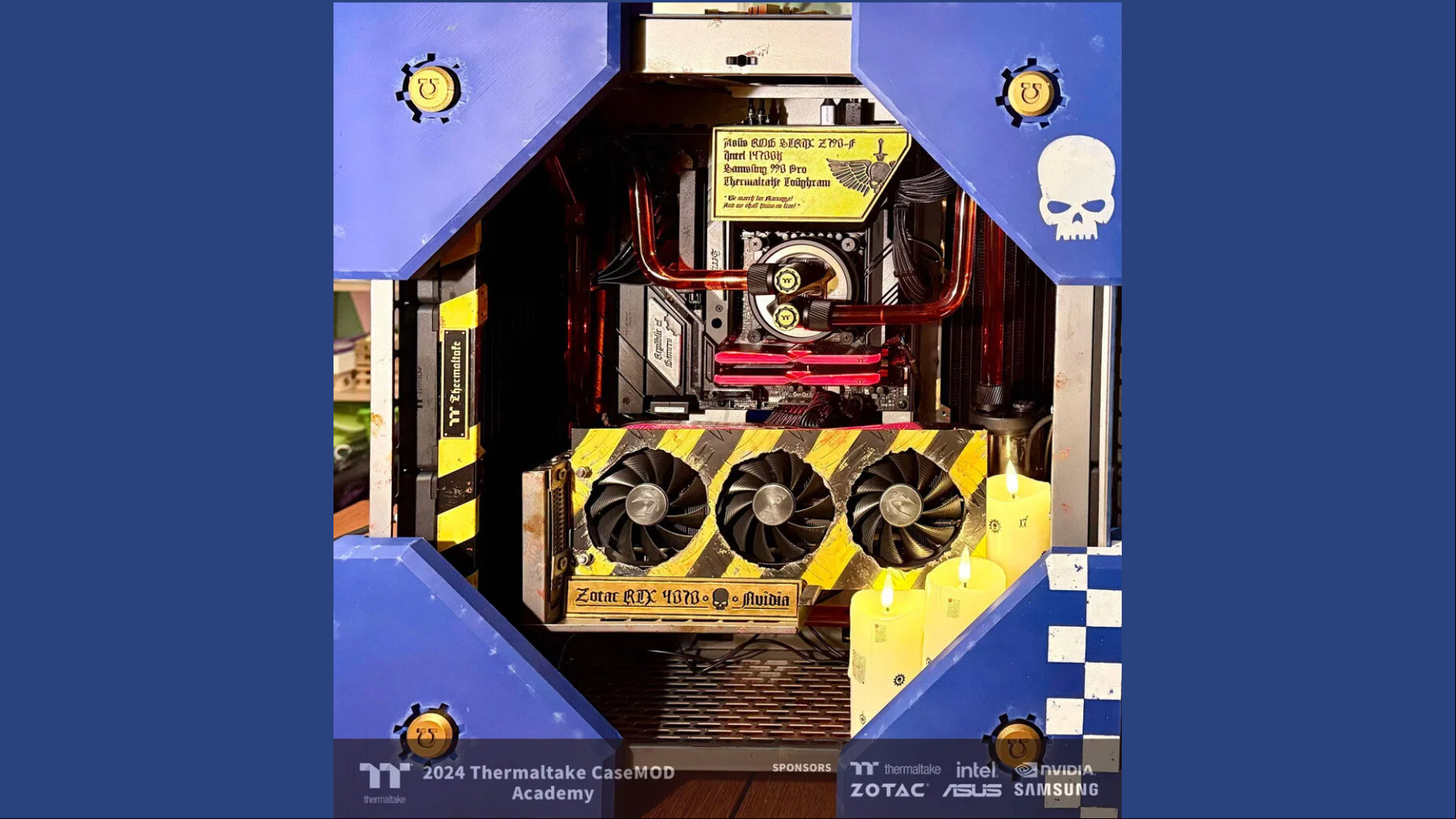 Internal components of the Thermaltake Warhammer 40K gaming PC build