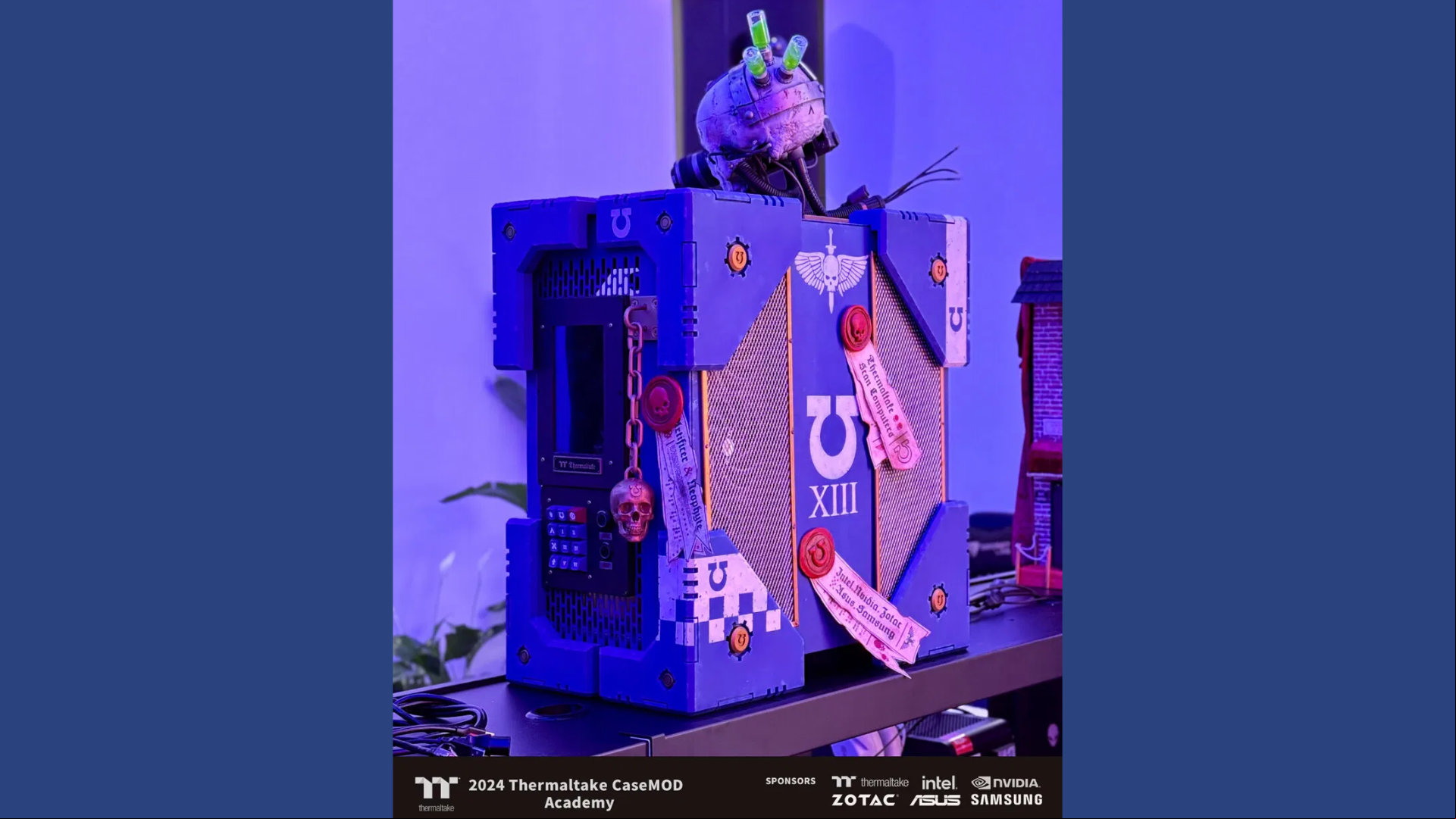 Thermaltake Warhammer 40K gaming PC from its side