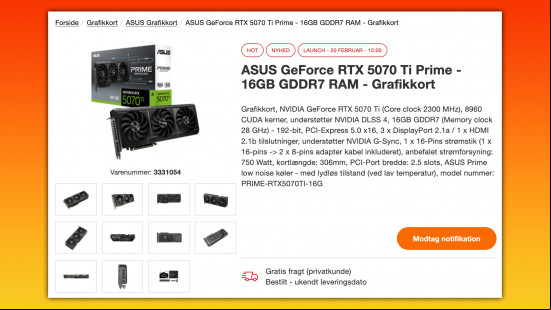 RTX 5070 Ti listing