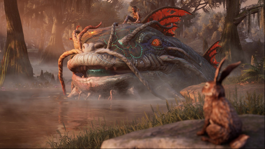 South of Midnight: A woman rides a giant catfish like creature