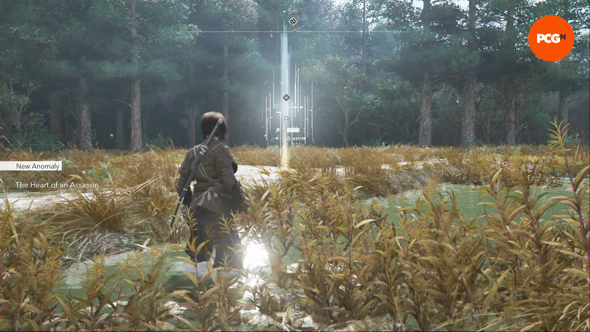 AC Animus Hub: Naoe looking at an Anomaly rift
