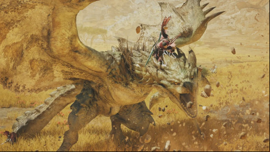 Best new PC games: a man rides the back of a dragon like creature as it attempts to shake him off.