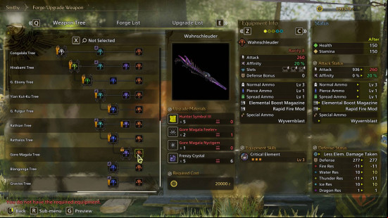 A breakdown of the weapon tree and equipment stats for the best Monster Hunter Wilds Light Bowgun