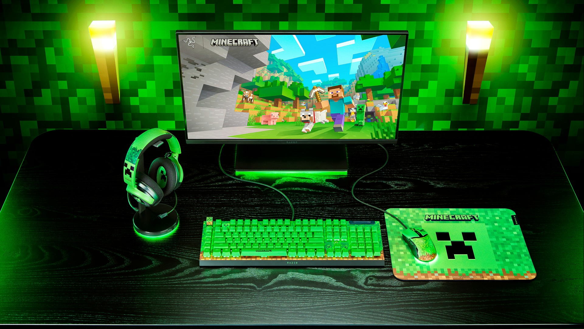 Razer X Minecraft gaming desktop setup photo