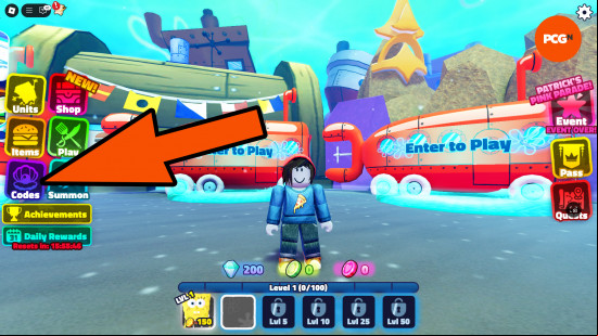 Spongebob Tower Defense codes: the Codes UI button