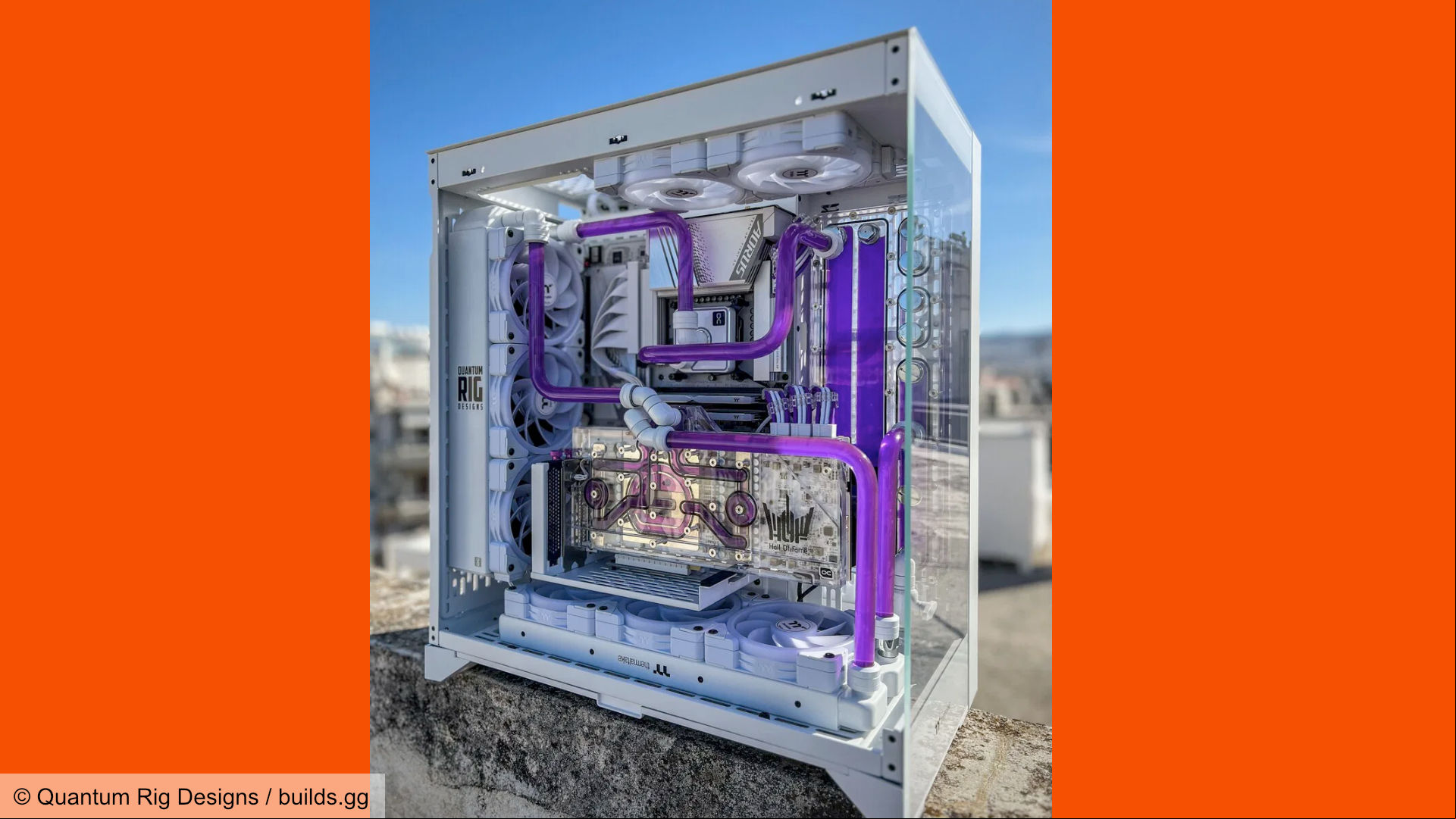 All white and purple gaming PC build