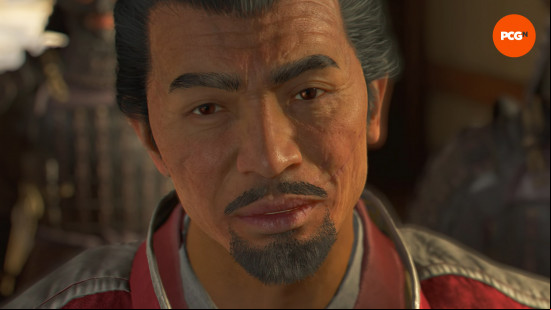 Assassin's Creed Shadows bosses: Akechi Mitsuhide wearing a red and silver outfit