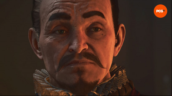 Assassin's Creed Shadows bosses: Nuno Caro with a pointed moustache and frill collar