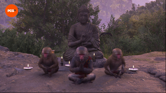 AC Shadows Legendary Sumi-e locations: three macaques sit with their legs crossed
