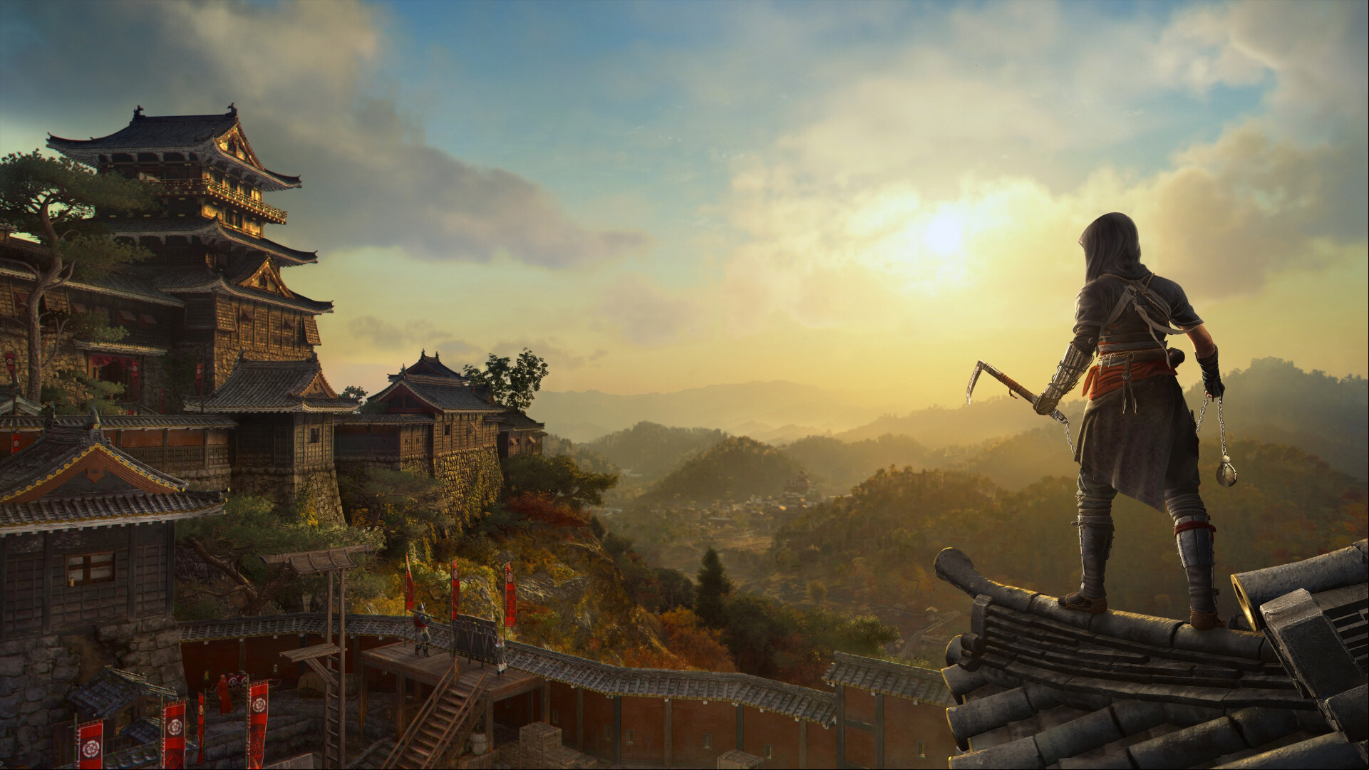 Assassin's Creed Shadows update: A ninja overlooking a valley in Ubisoft stealth RPG AC Shadows