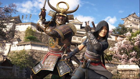 Best open-world games: the armored Yasuke stands alongside the shrouded Naoe