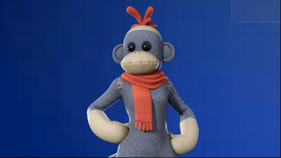 A knitted sock money outfit in Fortnite.