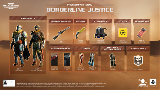 Helldivers 2 Warbond: a screen showing all the rewards for purchasing a season  on Helldivers 2.