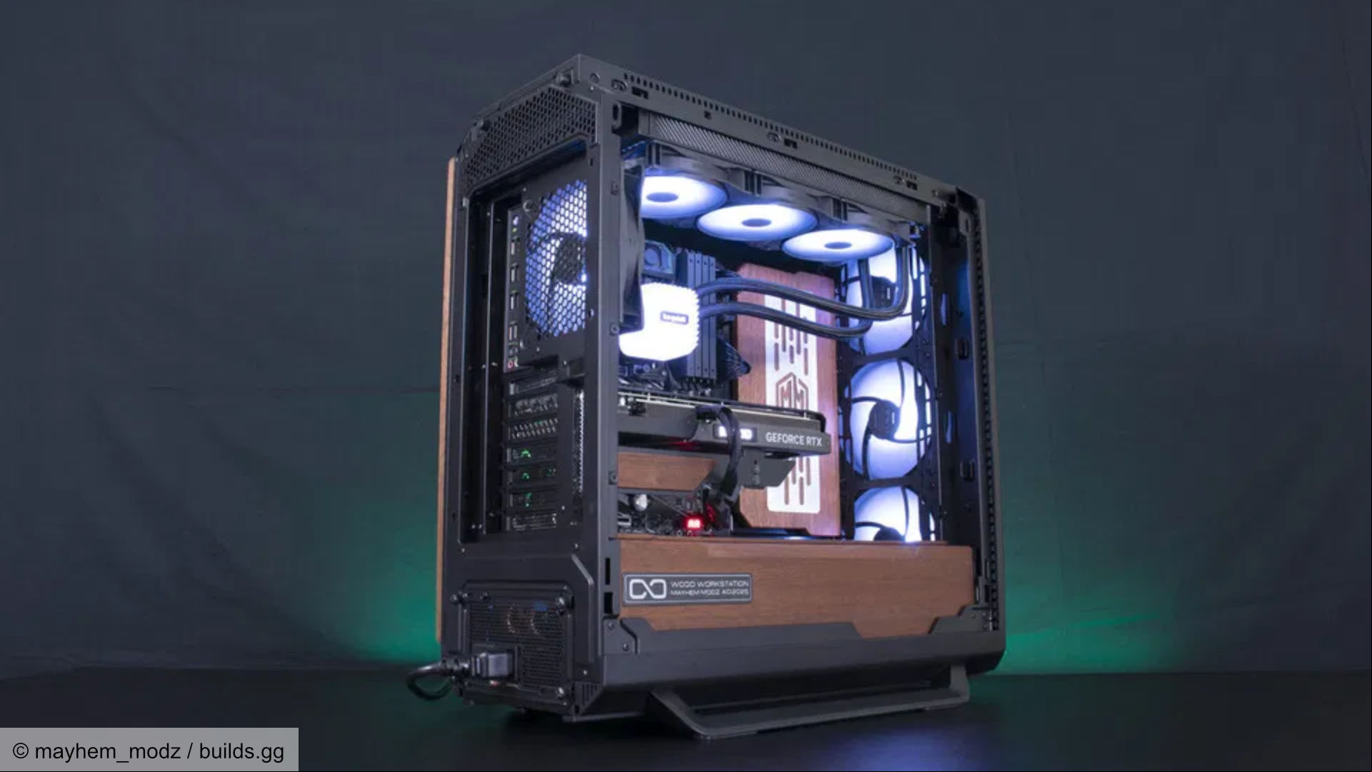 Rear view of the mahogany gaming PC