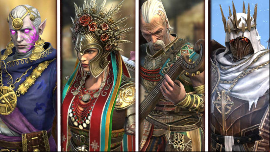 Four units who make up a high-tier team in Raid Shadow Legends.