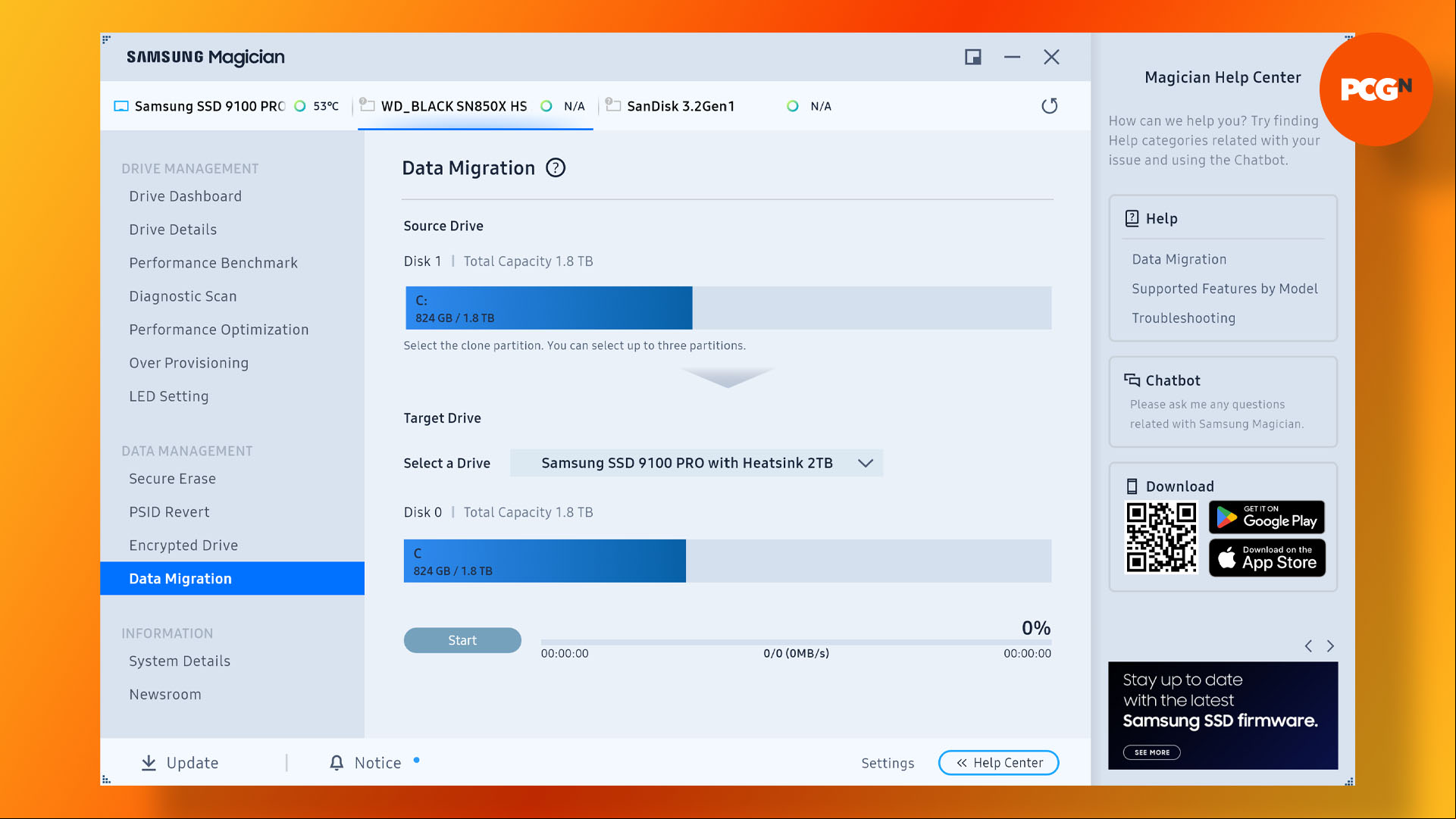 Samsung 9100 Pro review: Magician data migration software.