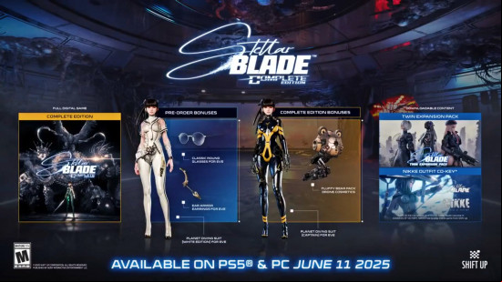 Stellar Blade PC release date: An infrographic from Shift Up that depicts all the content and bonuses available in the game editions.