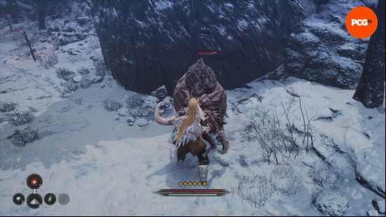 The dual blades that the warrior is holding to fight against the boar are the best The First Berserker Khazan weapons