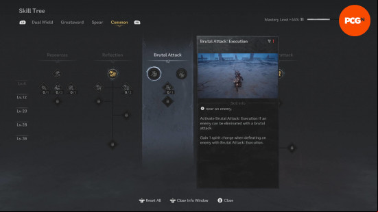 The common skills screen shows plenty of techniques that pair well with the dual blades which are the best The First Berserker Khazan weapons