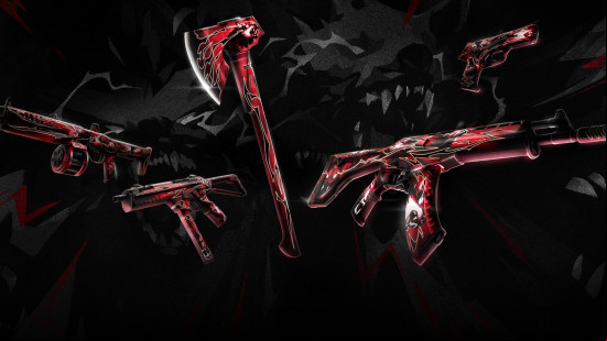 Valorant skins: the red and black Storm Maw bundle