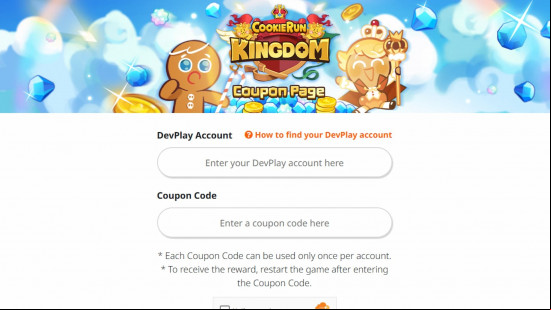 The Cookie Run Kingdom code redemption screen.
