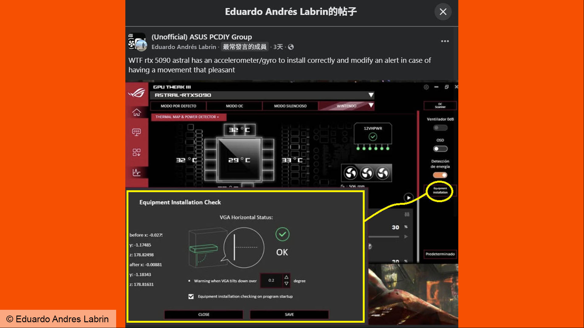 asus rog astral equipment installation check