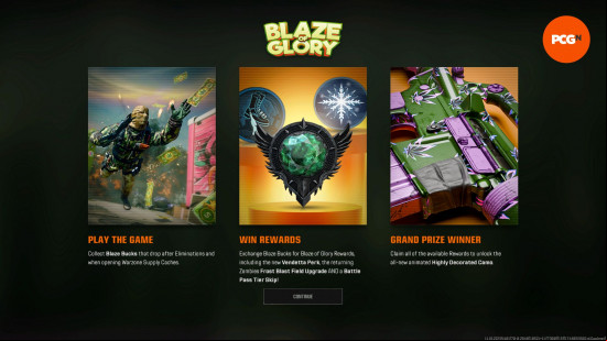 BO6 events: a page shows instructions on how to earn blaze bucks in the game Black Ops 6.