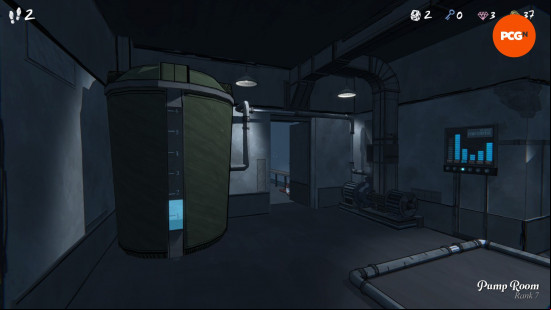 Blue Prince pump room: a large water tank and an electronic control .