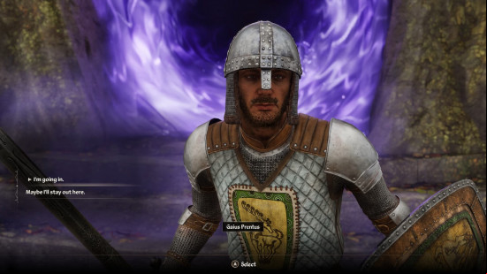 Gaius Prentus stood in front of the strange door in Oblivion Remastered.