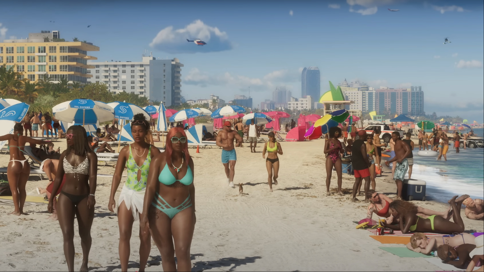 Grand Theft Auto 6 delay speculation: A group of people on a beach in Rockstar open-world game Grand Theft Auto 6