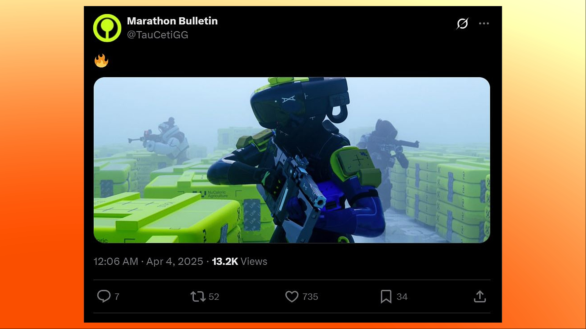 Marathon: A screenshot of an X post showing a new character in Marathon