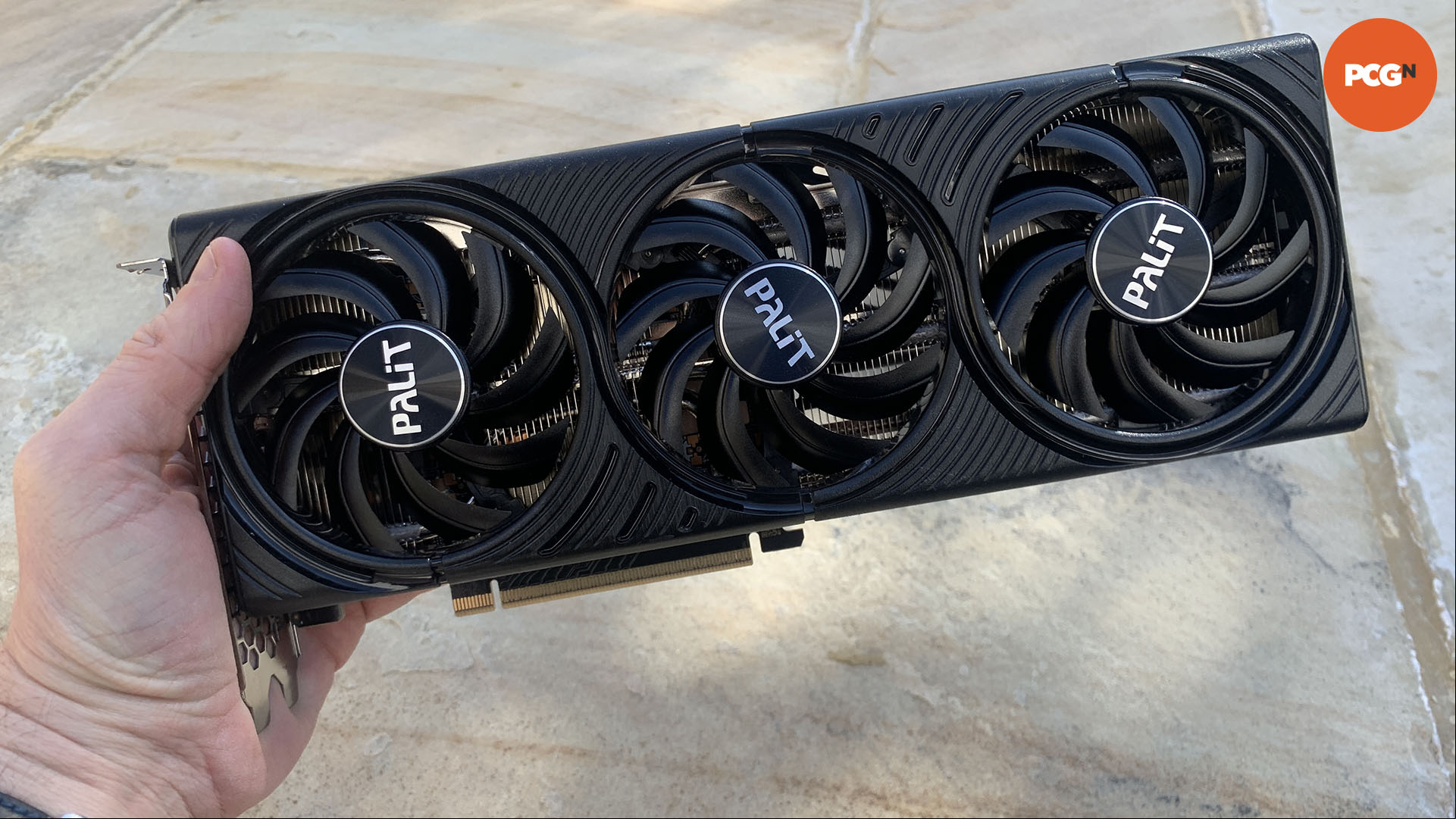 Nvidia GeForce RTX 5060 Ti review: 16GB Palit graphics card in hand.