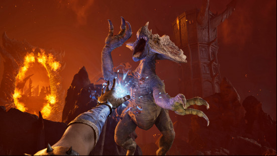 A dragon attacking in Oblivion Remastered.