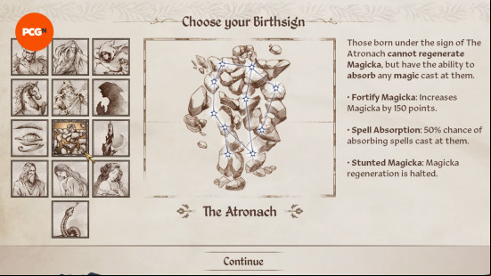 Best birthsign in Oblivion Remastered: The Atronach.