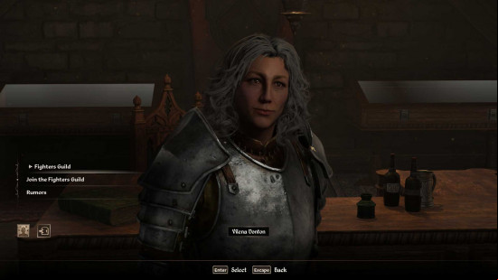 A grey haired character speaking in Oblivion Remastered.