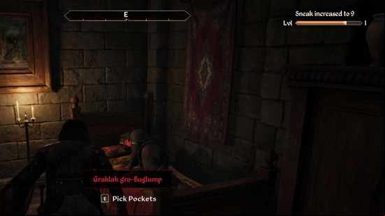 Sleeping in a bed in Oblivion Remastered.