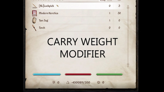 Oblivion Remastered mods: carry weight modifier UI
